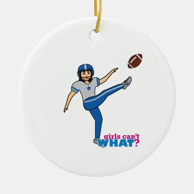 Girl Playing Football - Medium Ceramic Tree Decoration (Front)