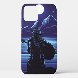 Girl playing guitar of the night guitar,girl,sky,a iPhone 12 case