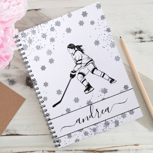 Girl Playing Ice Hockey Team Player Girly Name Notebook