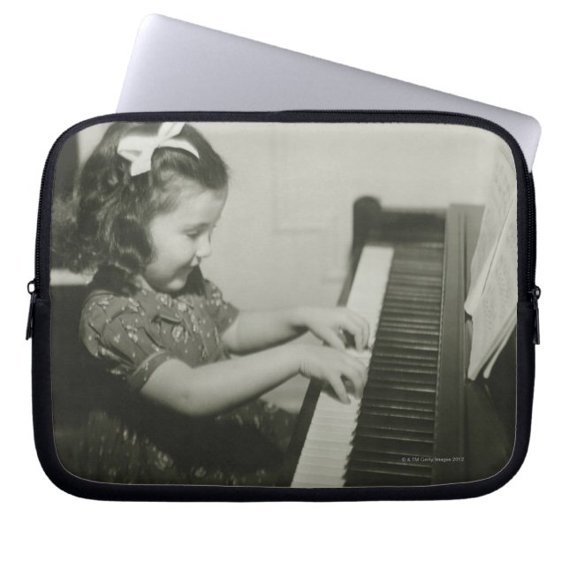 Girl Playing Piano Laptop Sleeve (Front)