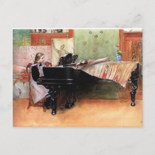 Girl Playing Piano Postcard