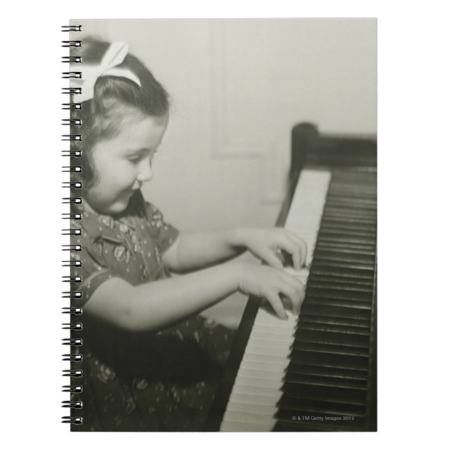 Girl Playing Piano Spiral Notebook (Front)