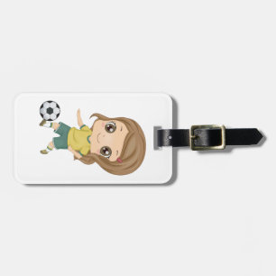 Girl Playing Soccer Adorable Kids Sports Luggage Tag