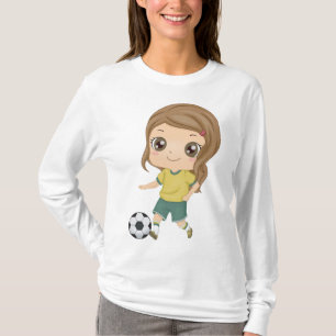 Girl Playing Soccer Adorable Kids Sports T-Shirt
