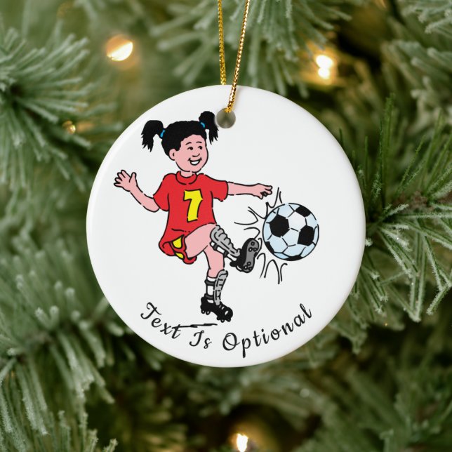 Girl Playing Soccer  Ceramic Tree Decoration (Tree)