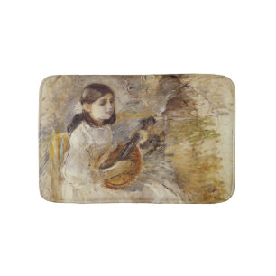 Girl Playing the Mandolin (by Berthe Morisot) Bath Mat