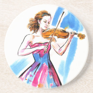 Girl playing the violin coaster