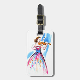 Girl playing the violin luggage tag