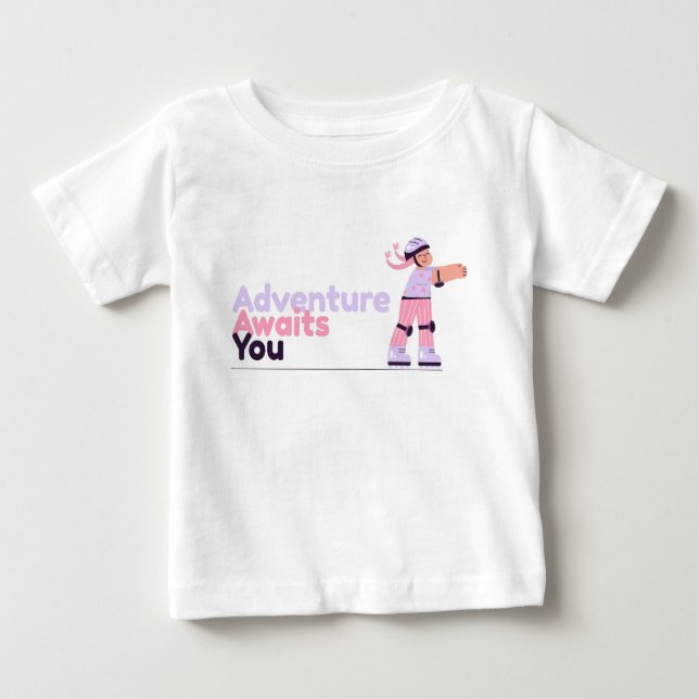 Girl Playing with Skates Pink Baby T-Shirt (Front)