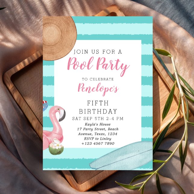 Girl Pool Birthday Party Invitation (Creator Uploaded)