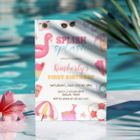Girl Pool Party Invite, Splish Splash Birthday