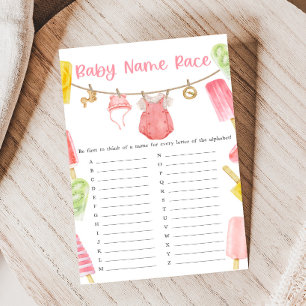 Girl Popsicle Baby Shower Baby Name Race Game