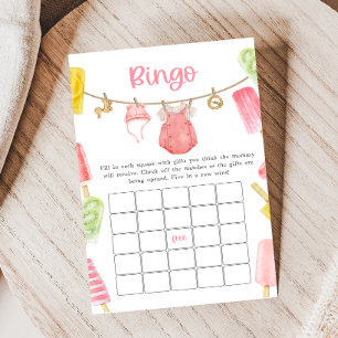 Girl Popsicle Baby Shower Bingo Game