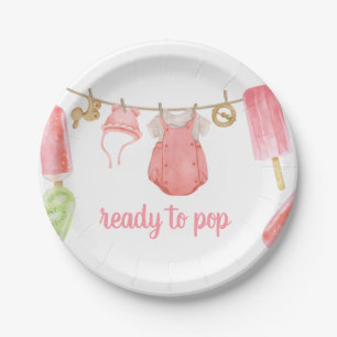 Girl Popsicle Baby Shower Paper Plate