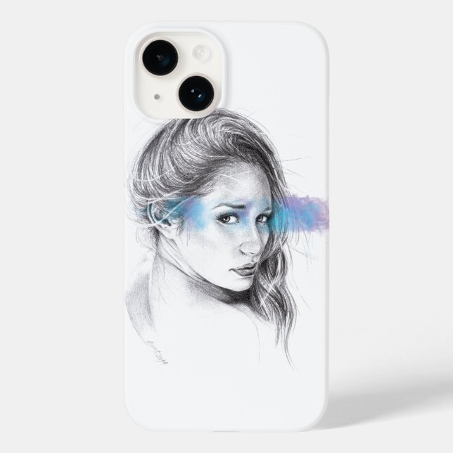 Girl portrait pencil drawing art  Case-Mate iPhone case (Back)