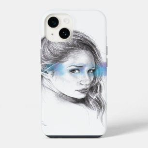 Girl portrait pencil drawing art  iPhone 14 case
