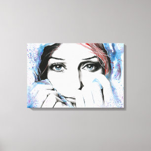 Girl portrait Pretty eyes Watercolor painting art Canvas Print