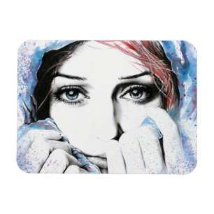 Girl portrait Pretty eyes Watercolor painting art Magnet