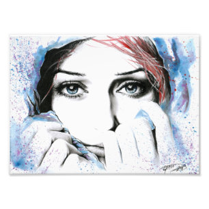 Girl portrait Pretty eyes Watercolor painting art Photo Print