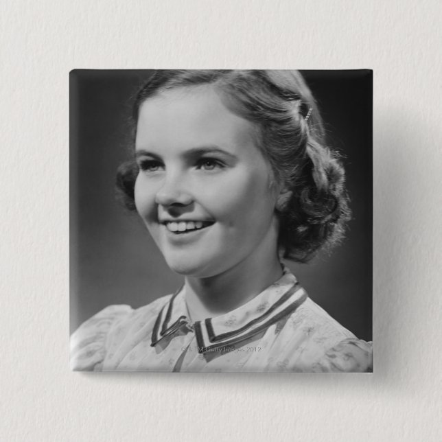 Girl Posing in Studio 15 Cm Square Badge (Front)