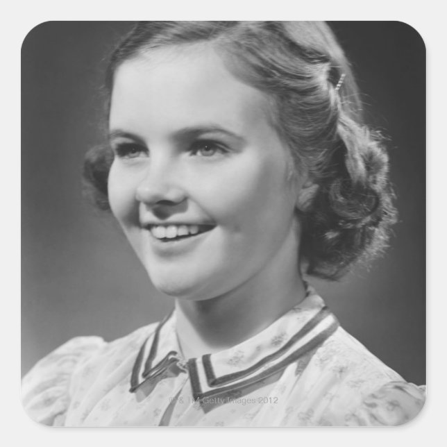Girl Posing in Studio Square Sticker (Front)