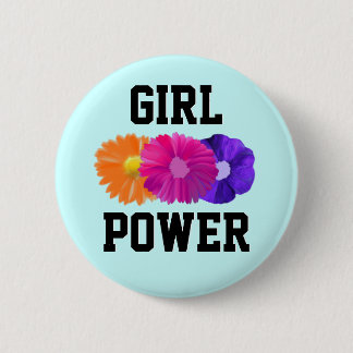 Girl Power and Flowers Button