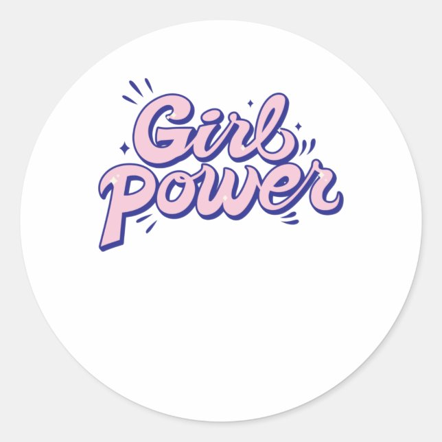 Girl Power Classic Round Sticker (Front)