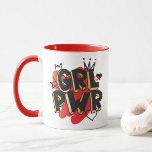 GIRL POWER, Crown & Hearts, Red & Gold  Mug