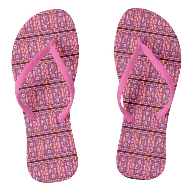 Girl Power Curvy Plaid abstract flip flops (Footbed)
