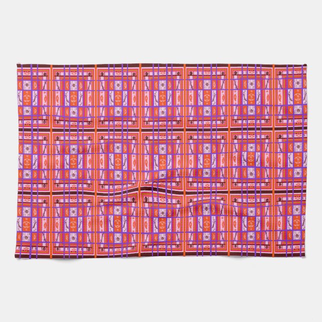 girl power curvy plaid pattern kitchen towel (Horizontal)