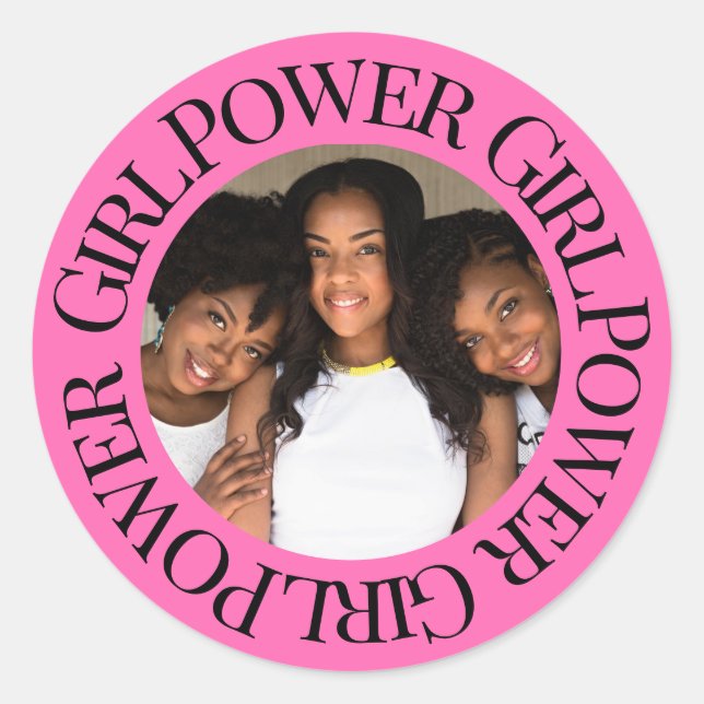 Girl Power Customised  Classic Round Sticker (Front)