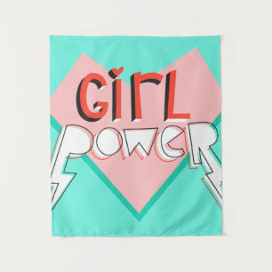 Girl power. Cute design with bright graphic slogan Tapestry