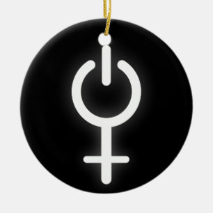 Girl Power Electronic Symbol for Gamer Female Sign Ceramic Tree Decoration