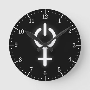 Girl Power Electronic Symbol for Gamer Female Sign Round Clock
