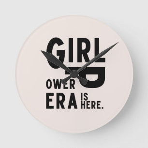 Girl Power Era Feminist Round Clock