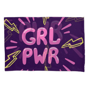 Girl power feminist slogan, violet background. pillowcase