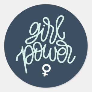 "Girl Power" Feminist Themed Classic Round Sticker
