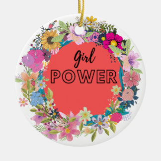Girl Power Floral Design  Ceramic Tree Decoration