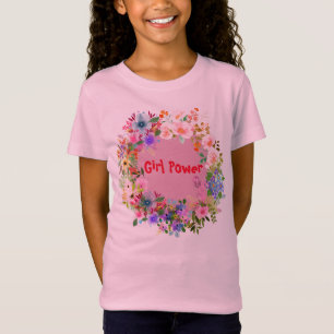 Girl Power Floral Design T-Shirt