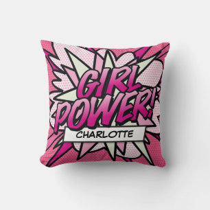 GIRL POWER Fun Retro Comic Book Pop Art Cushion