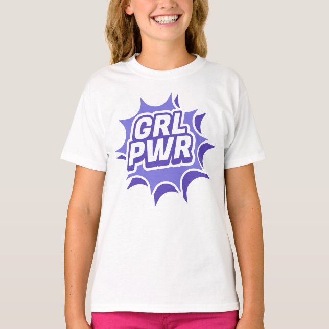 Girl Power Girls’ T-Shirt – Bold Feminist Kids Tee (Front)