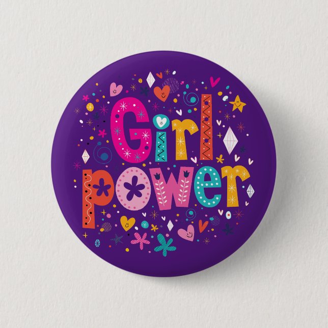 Girl Power Glossy Purple 6 Cm Round Badge (Front)