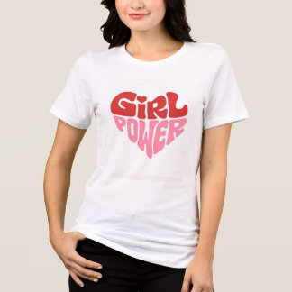 Girl Power Heart Feminist T-Shirt Red Pink Quote Tri-Blend Shirt