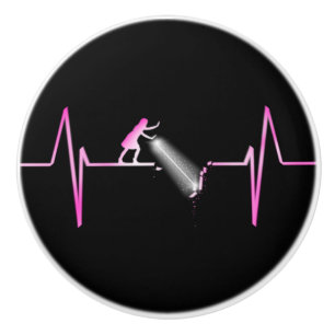 Girl Power Heartbeat Ceramic Knob