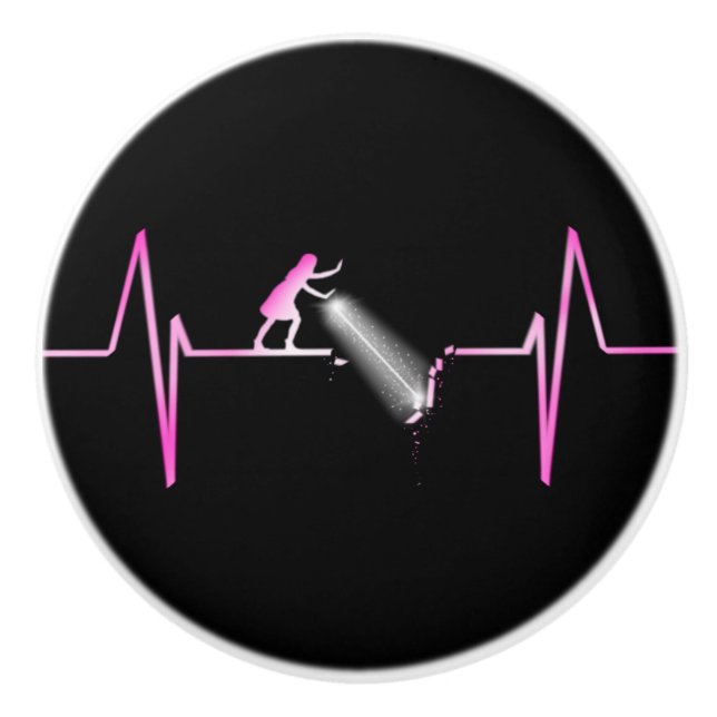 Girl Power Heartbeat Ceramic Knob (Front)