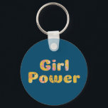 Girl Power Inspirational Quote Floral Lettering  Key Ring<br><div class="desc">Girl Power Inspirational Quote Floral Lettering in Blue and Yellow Keychain</div>