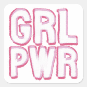 Girl Power Lettering Square Sticker