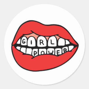 Girl Power Lips Classic Round Sticker
