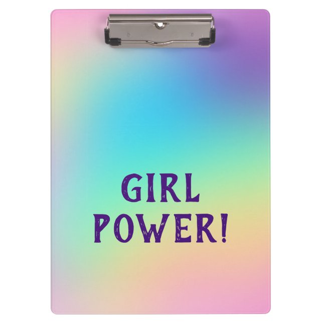Girl Power! Pastel Rainbow Clipboard (Front)