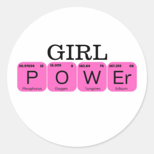 Girl Power Periodic Tablo Element Classic Round Sticker